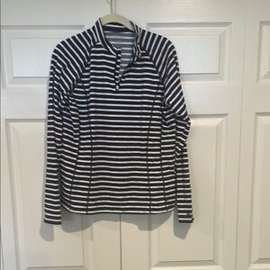 Coolibar Navy and White Striped Top